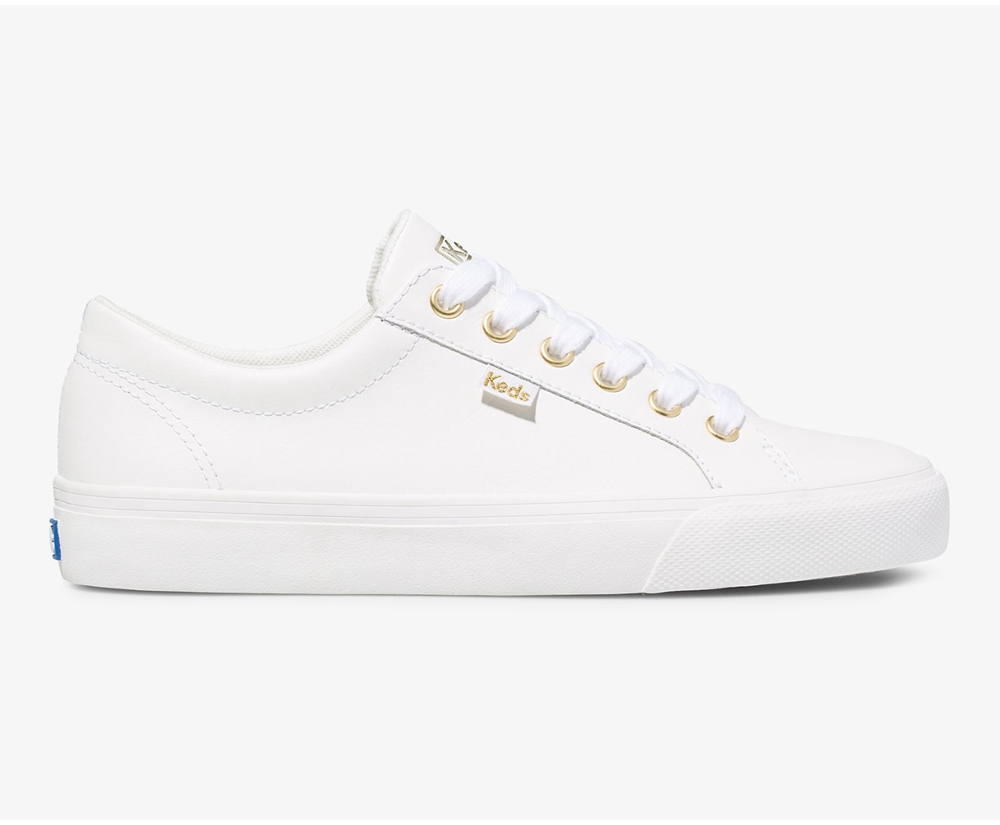 Womens Keds Sneakers - Jump Kick Leather - White - 0748-NJRIB